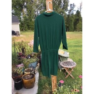 Vintage express tricot womens long sleeve knit dress small 1 green turtleneck